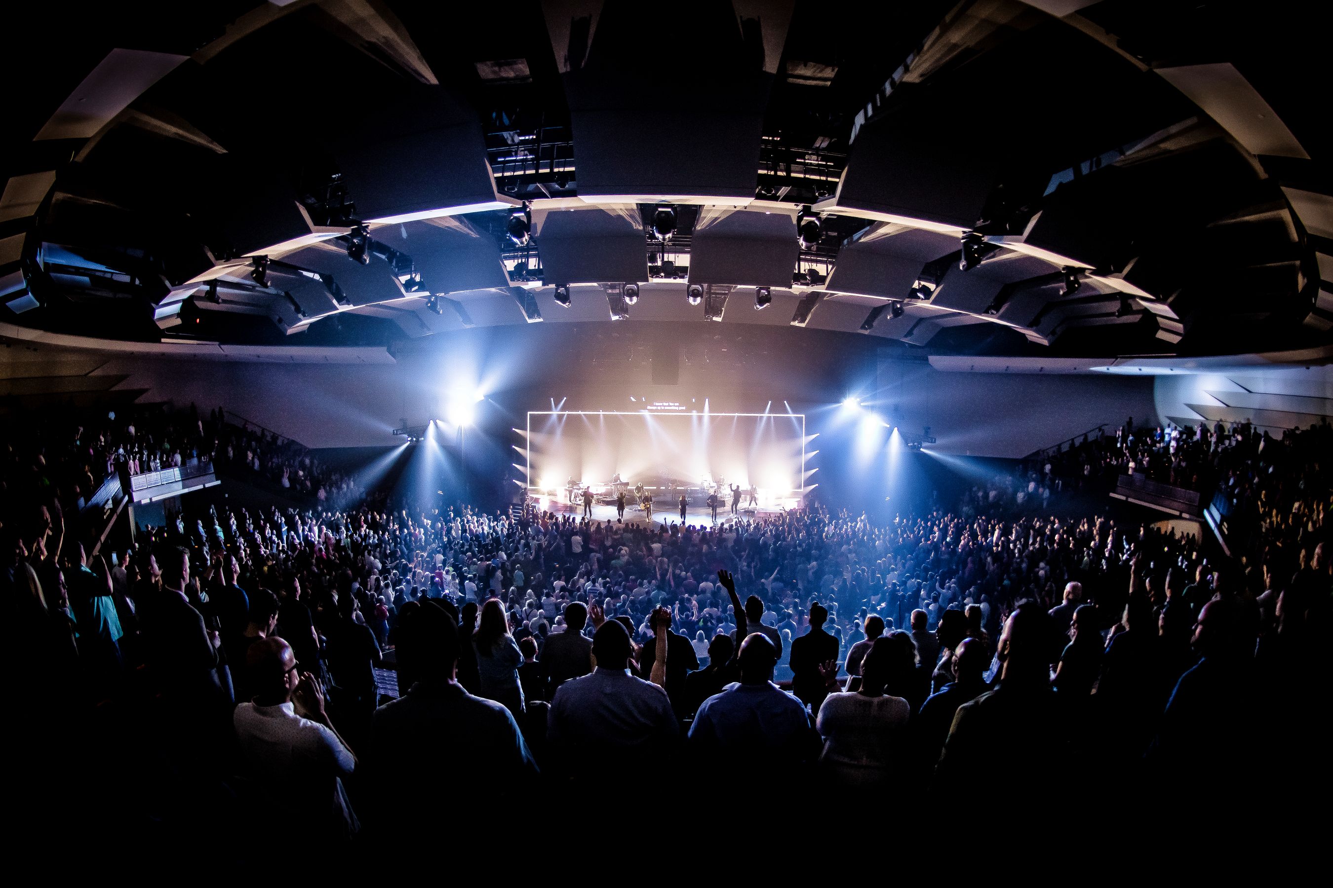 View of a church service band performing